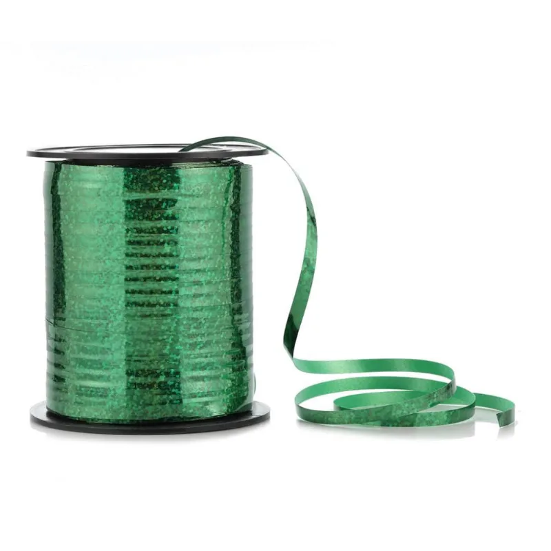 Fitilho Holográfico 5mm x 200m Para Amarrar E Decorar Verde Silver Festas