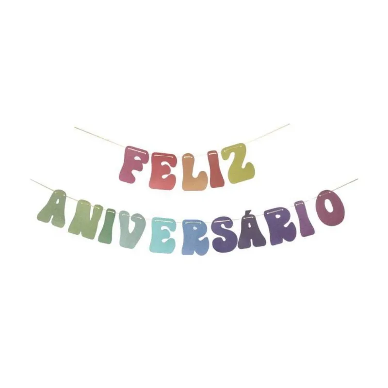 Faixa Feliz Aniversário Colorida Silver Plastic