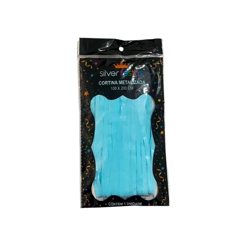 Cortina Silver Candy Color Metallizada Azul un