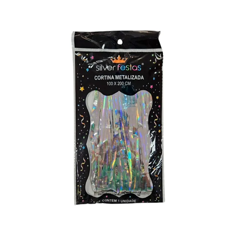 Cortina Silver Metallizada Holográfica Prata un