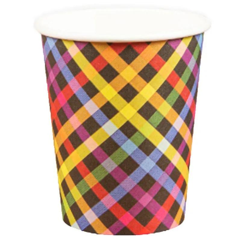 Copo De Papel 270ml Xadrez Color Junina - 10 Un