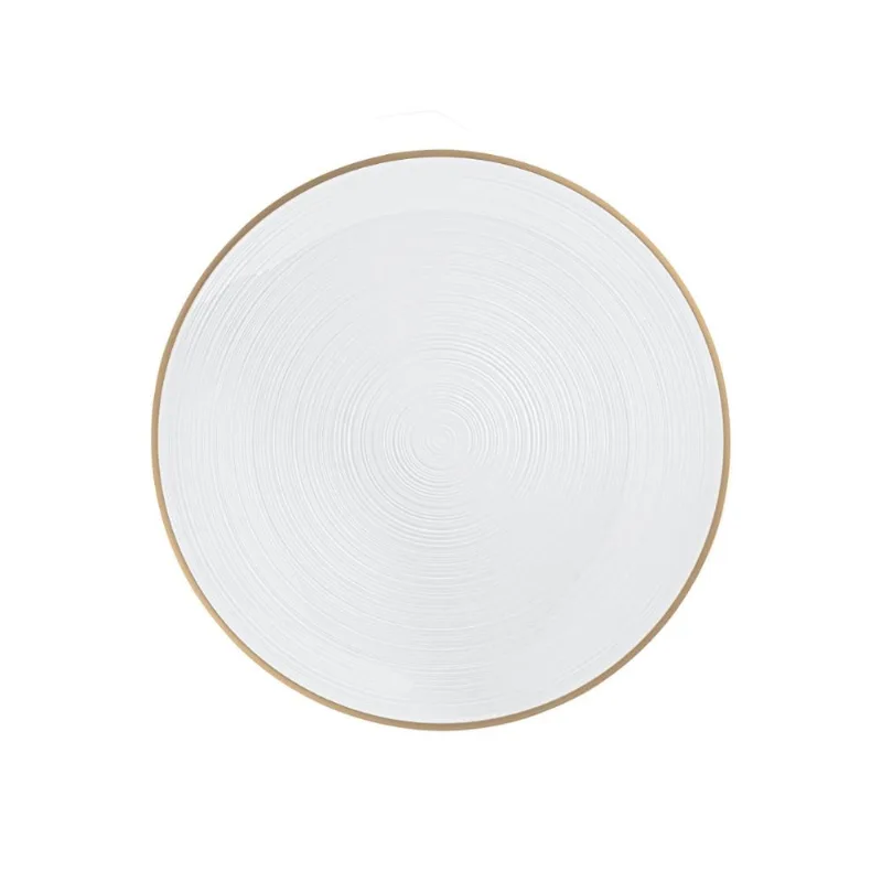 Prato de Sobremesa Borda Dourada 26cm com 6 Unidades