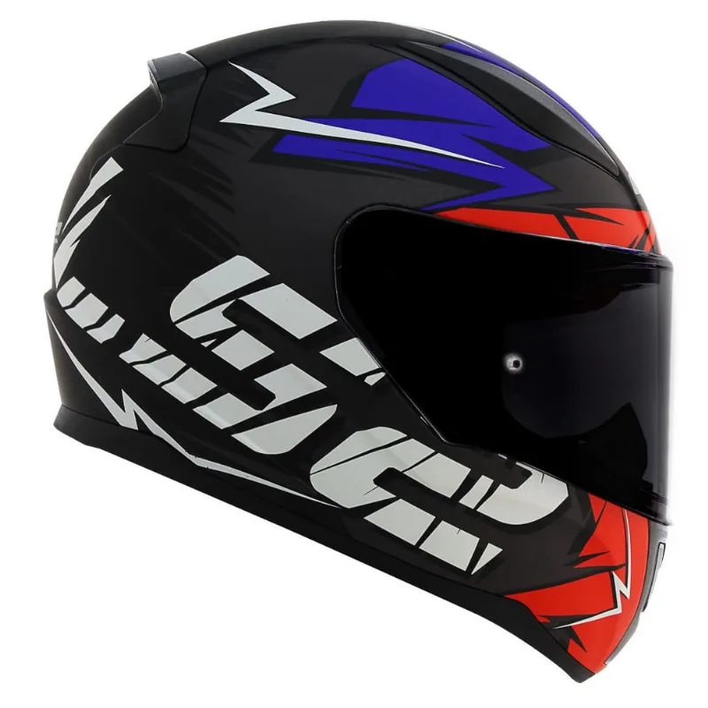 Capacete Ls2 FF353 Cromo Preto Fosco Azul Vermelho