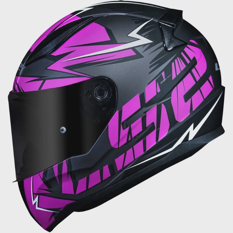 Capacete Ls2 FF353 Cromo Rosa Preto Fosco