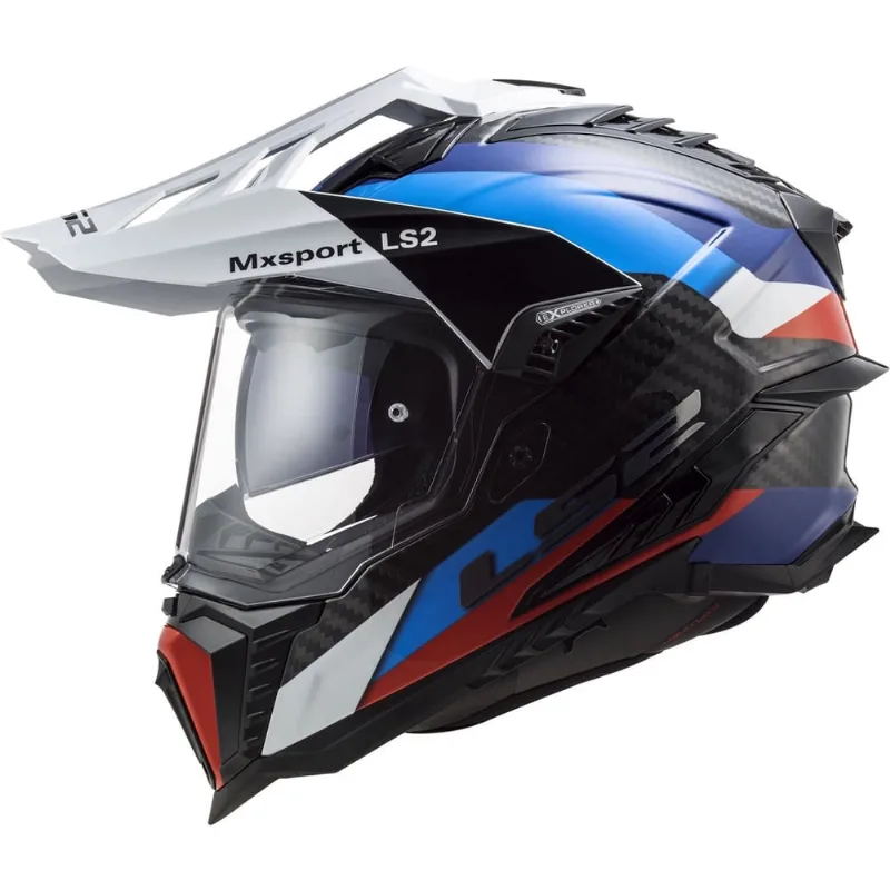 Capacete Ls2 Explorer C MX701 Frontier Branco Azul Vermelho