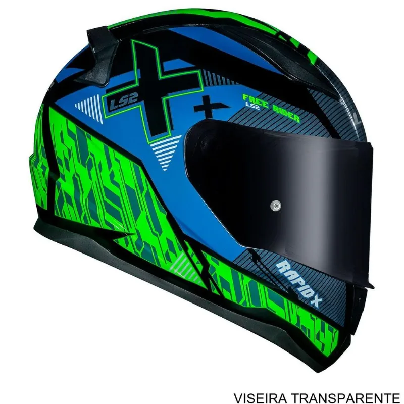 Capacete LS2 Rapid FF353 Xtreet Preto Green 58 (MP)