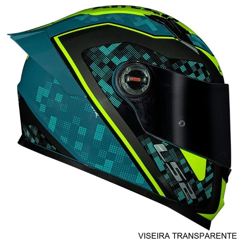 Capacete LS2 S Striker Azul Amarelo 56 FF358 (MP)