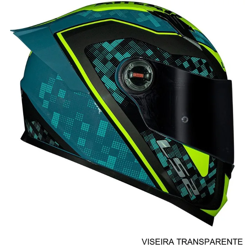 Capacete LS2 S Striker Azul Amarelo 60 FF358 (MP)