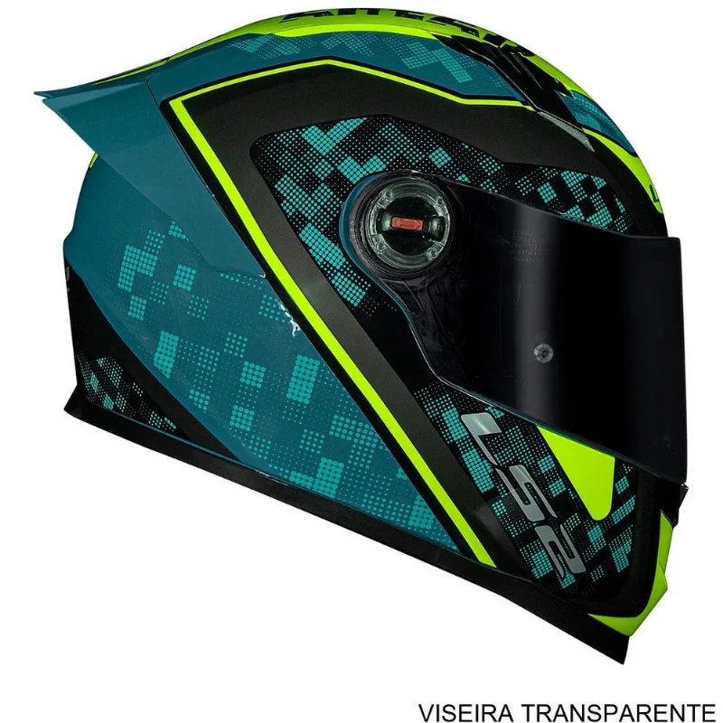 Capacete LS2 S Striker Azul Amarelo 62 FF358 (MP)