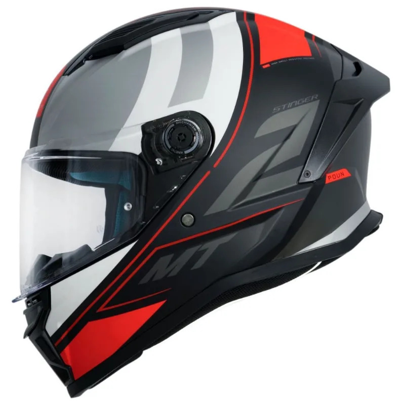 Capacete mt Stinger 2 Poun B5 Preto Cinza e Vermelho Fosco