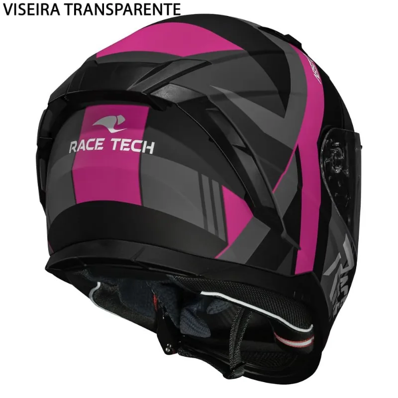 Capacete Race Tech Volt Abstrak Fosco Preto E Rosa 60 (MP)