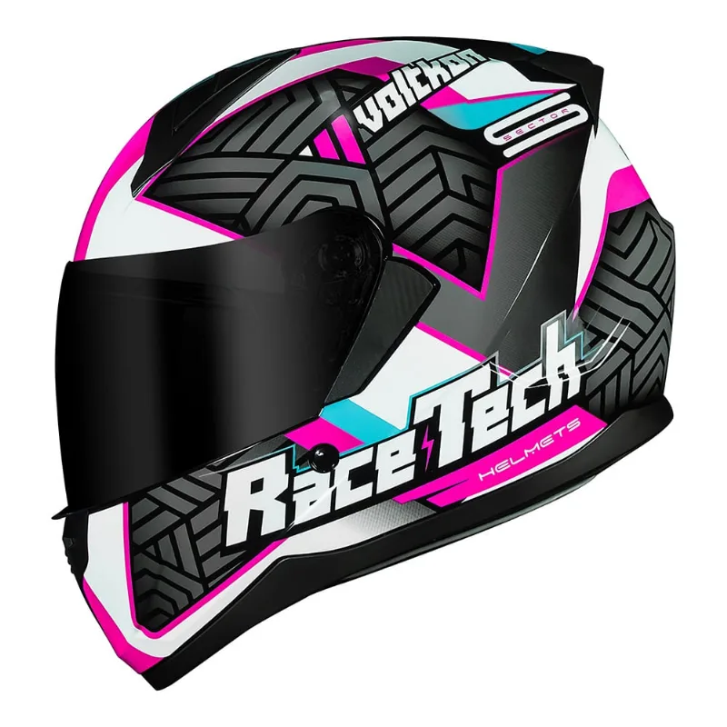 Capacete Race Tech Sector Voltkon Branco Pink
