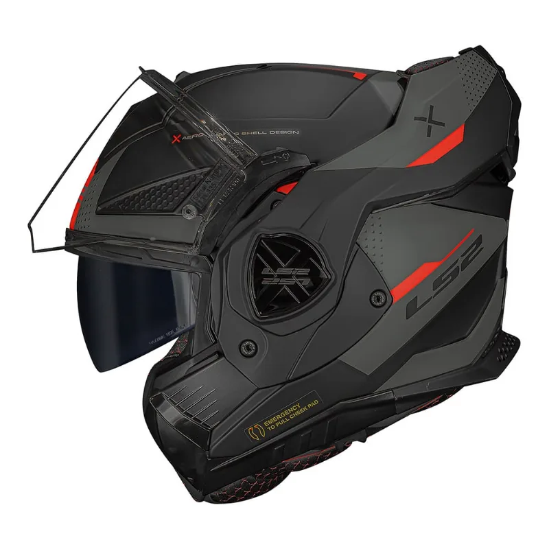 Capacete Ls2 Advant X - Oblivion Preto Titanium e Vermelho