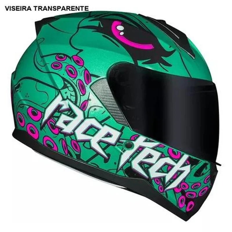 Capacete Race Tech Sector Kraken Verde E Rosa 60 (MP)