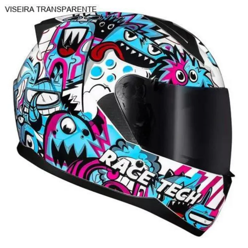 Capacete Race Tech Sector Monster Branco Azul 58 (MP)