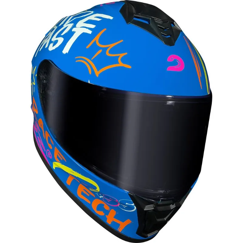 Capacete Race Tech Hit Faster Azul Amarelo 60 (MP)