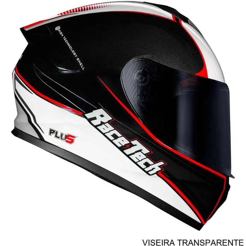 Capacete Race Tech Hit Plus Preto Branco 58 (MP)