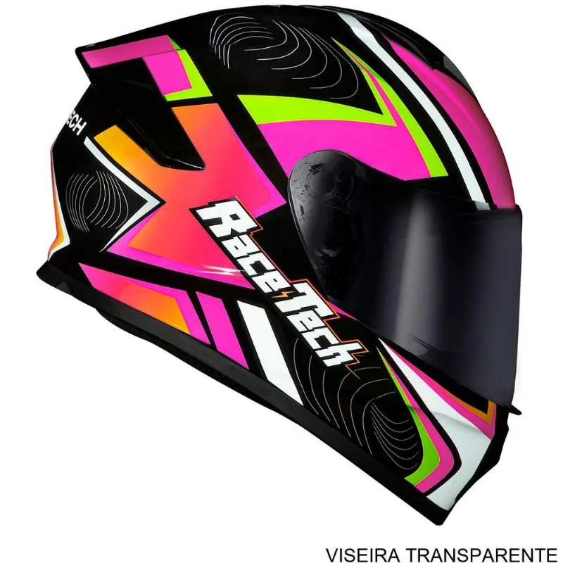 Capacete Race Tech Hit Draw Preto Rosa 56 (MP)