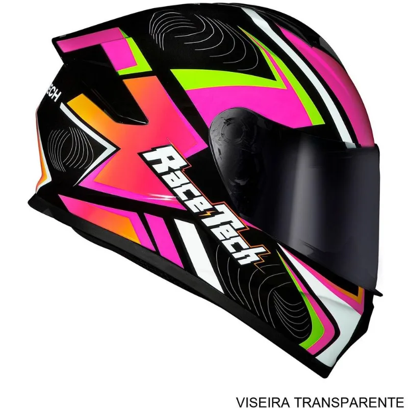 Capacete Race Tech Hit Draw Preto Rosa 58 (MP)