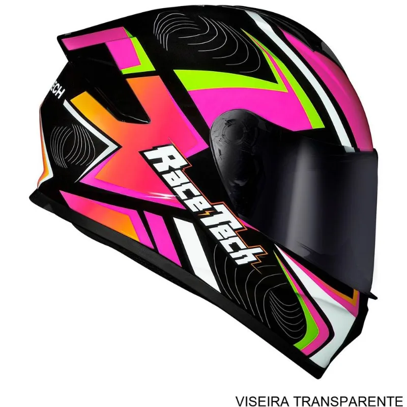 Capacete Race Tech Hit Draw Preto Rosa 62 (MP)