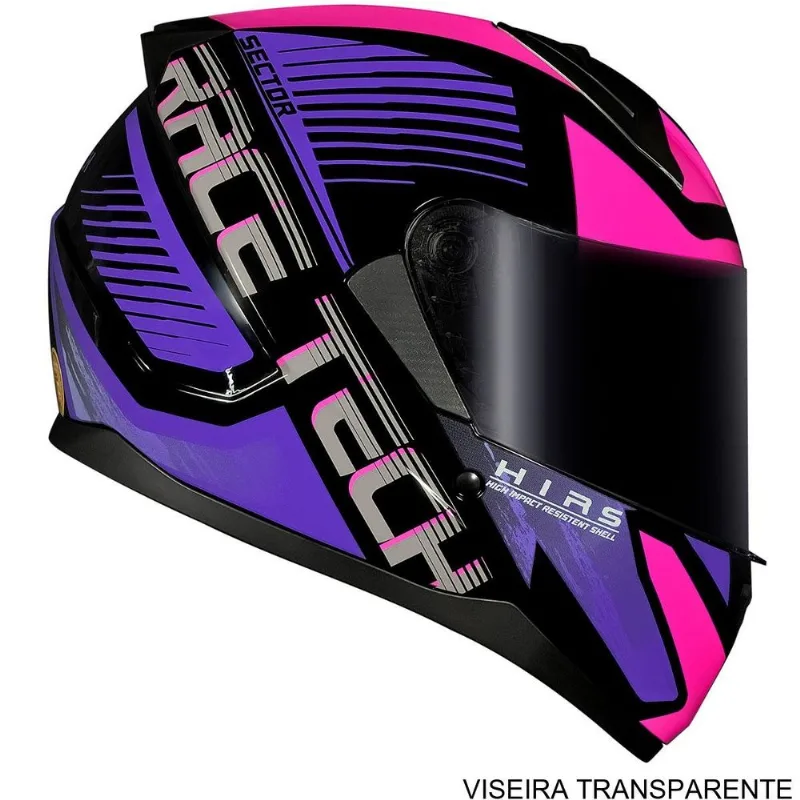 Capacete Race Tech Sector Slash Preto Roxo 58 (MP)