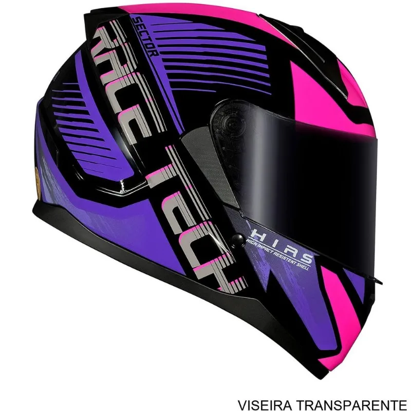 Capacete Race Tech Sector Slash Preto Roxo 60 (MP)