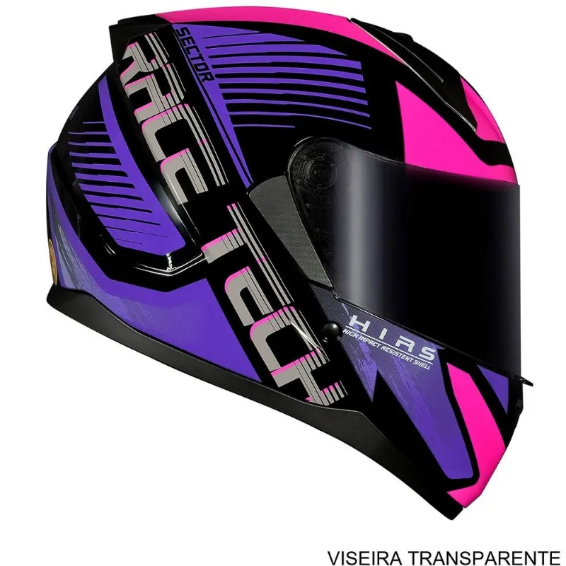 Capacete Race Tech Sector Slash Preto Roxo 62 (MP)
