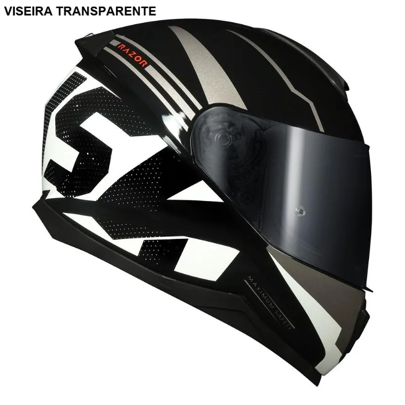 Capacete Norisk Razor Full Preto E Branco 58 (MP)