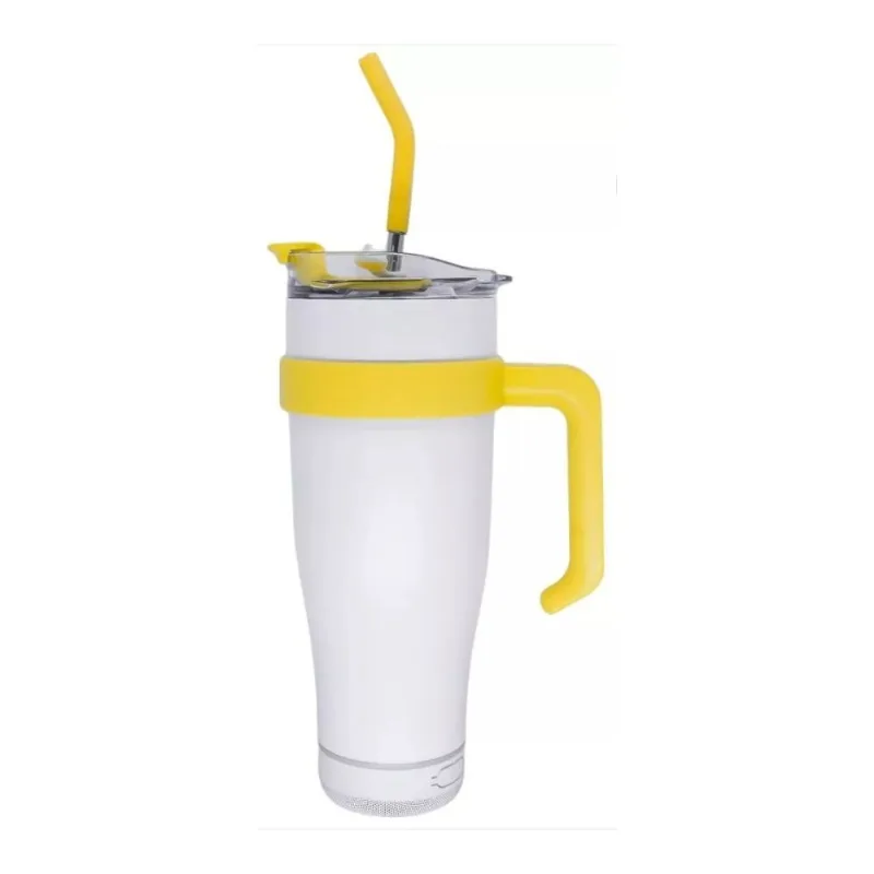 Copo Térmico Com Bluetooth Amigold 1,2L Aço Inox Branco (MP)