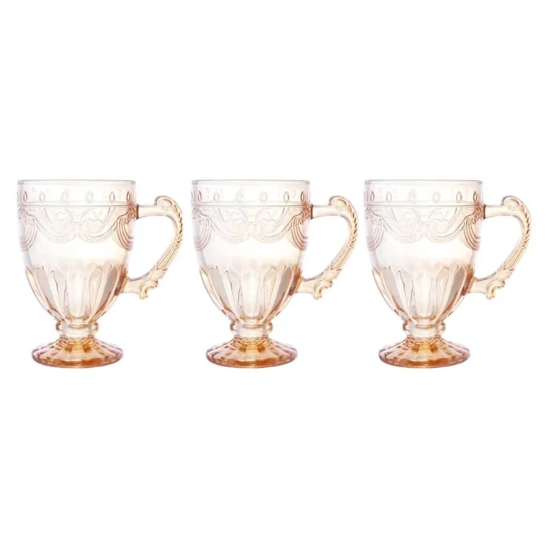 Jogo De Canecas Amigold Âmbar 3 Peças Vidro 190ml 7590 (MP)