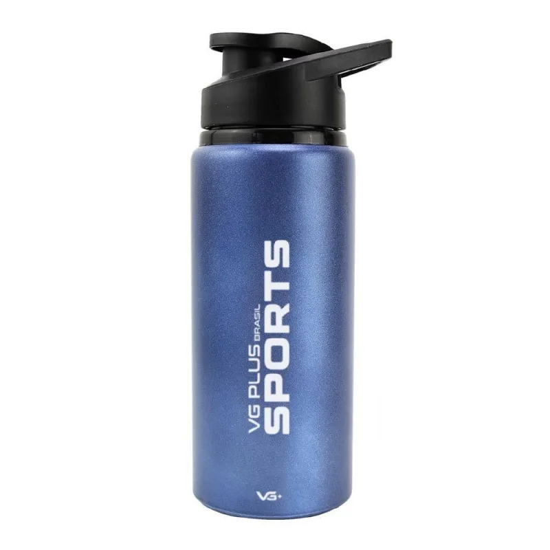 Garrafa Squeeze Alumínio Brilhante Com Trava 600ml Academia Vg+ Azul - OUTRAS