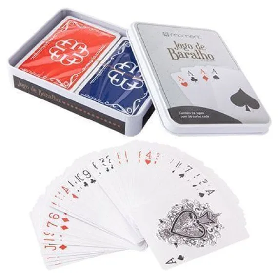 Jogo De Cartas Baralho Pvc Com Caixa Metálica - LC - Presentes