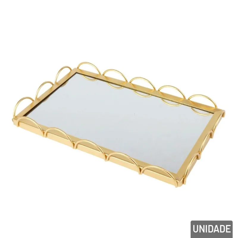 Bandeja Decorativa De Ferro 16x26cm Espelho - Tudo Em Caixa