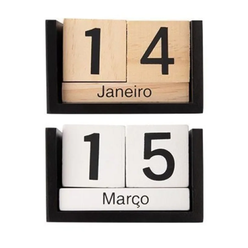 Calendário Permanente Moment Mdf em Cubo 13cm x 7cm x 7,8cm - Moment