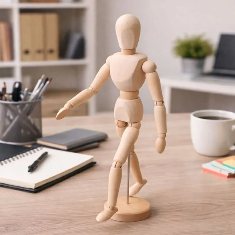Decoração Boneco Humano Articulado Manequim Em Madeira 30cm - Genérico