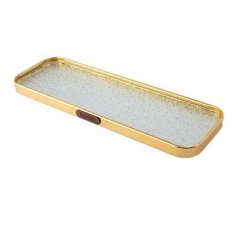 Bandeja Decorativa Moment Retangular Vidro e Alumínio 30cm - Moment