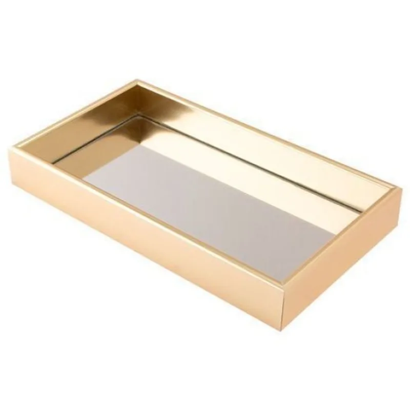 Bandeja Decorativa Moment Retangular Dourada Espelhada 29,5cm x 16cm x 4cm - Moment