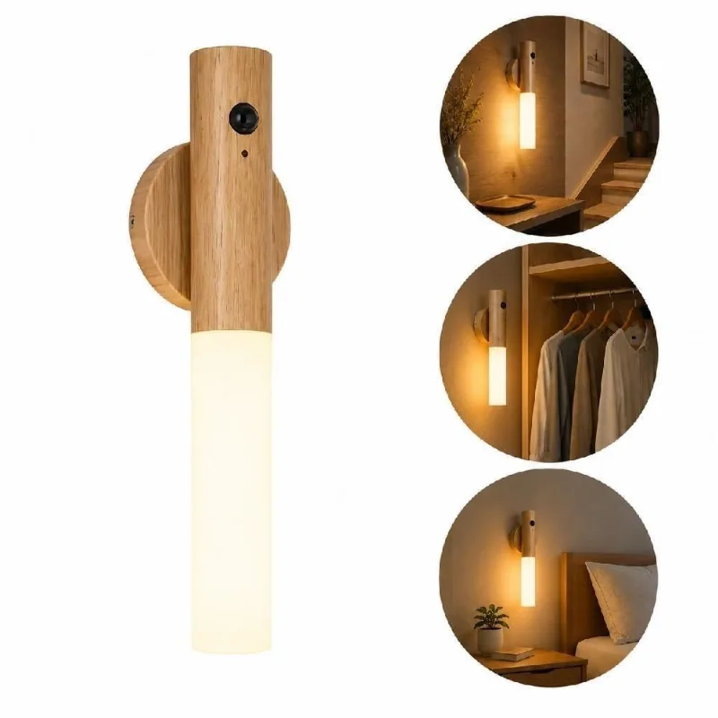 Luminária LED Bastão Sensor de Movimento Recarregável Amadeirado Yeet