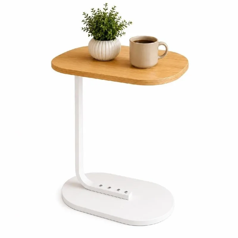 Mesa de Canto Lateral Quadrada Tampo MDF Base MDF 45CM Bege Estilo Industrial para Sala Quarto - OUTRAS