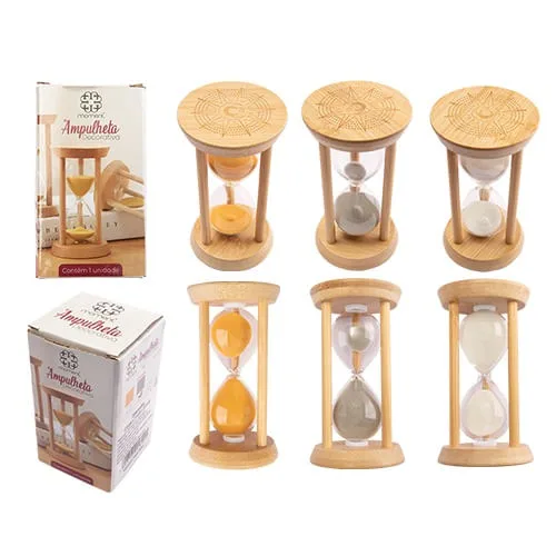 Ampulheta De Vidro 30 Minutos Bambu E Areia - LC