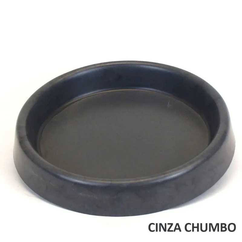 Prato Redondo Liso Polietileno n°6 Cinza Chumbo Vouga Decor