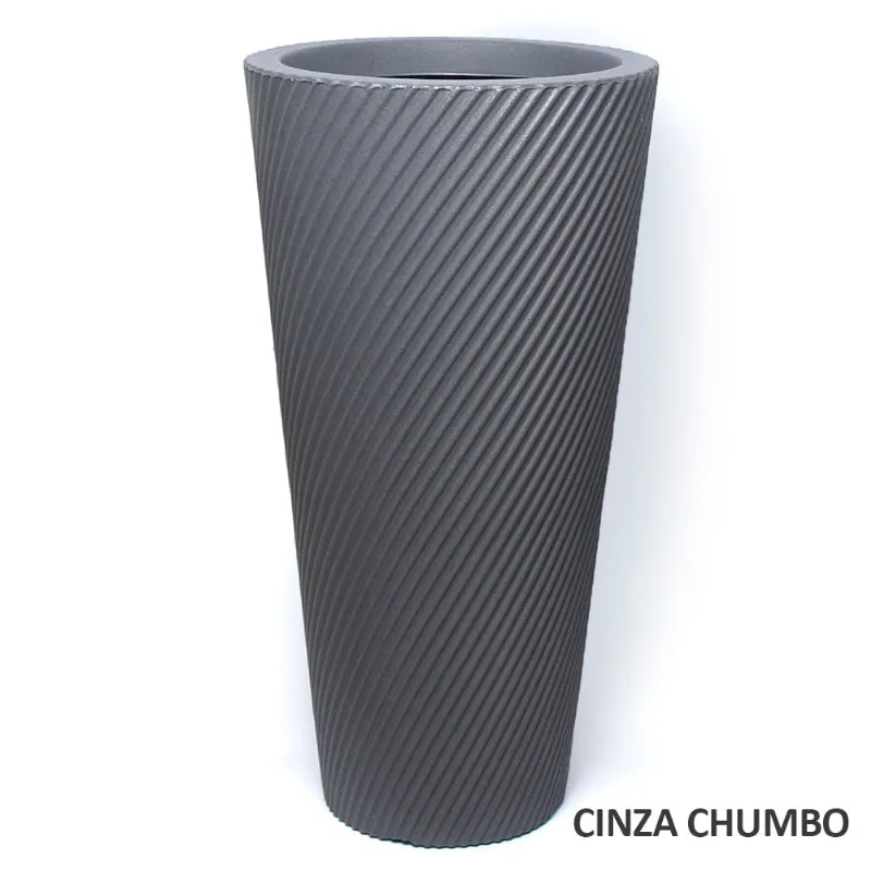 Vaso Vite Pilão Polietileno Pequeno Cinza Chumbo Vouga Decor
