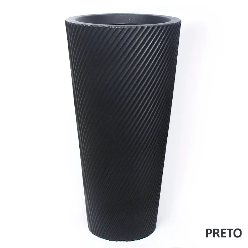 Vaso Vite Pilão Polietileno Médio Preto Vouga Decor
