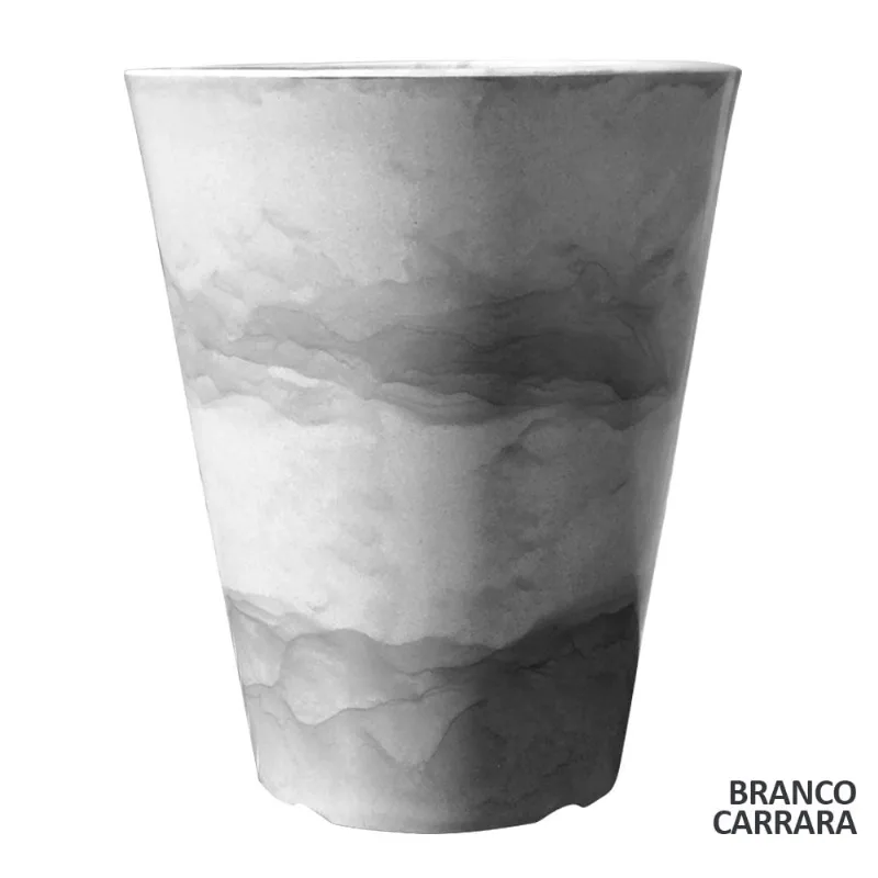 Vaso Liso Havana Polietileno Mini Branco Carrara Vouga Decor