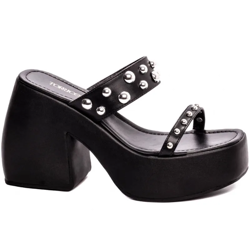 Tamanco Anabela Salto Alto Plataforma Feminina Preto