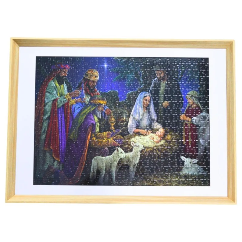 Quadro De Quebra Cabeça Foto Nascimento Noite De Luz 46x62cm (MP)
