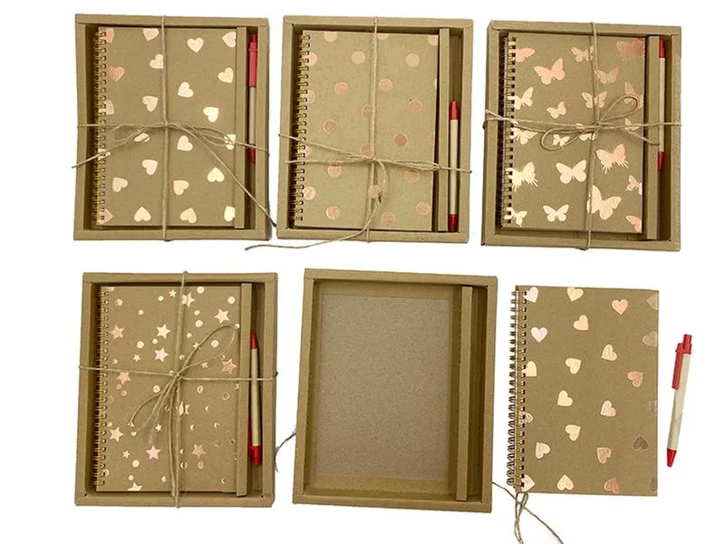 Kit Caderno De Anotações E Caneta Kraft Diversos Modelos - LC - Papelaria