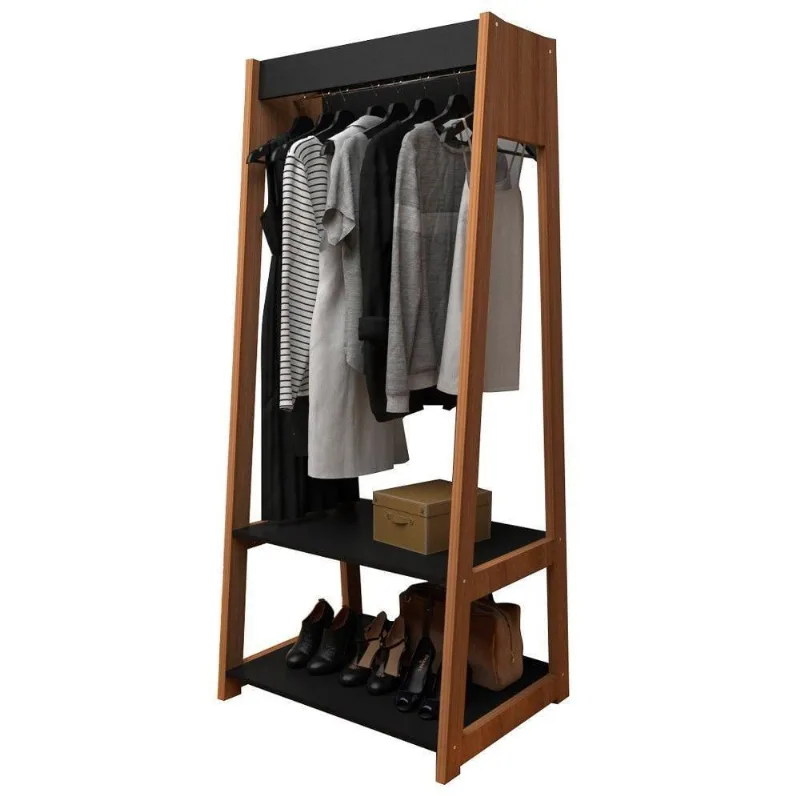 Arara De Roupas Closet Sapateira 2 Prateleiras Ara 4001 Preto/Castanho