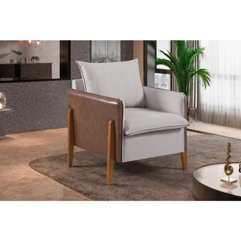 Poltrona MM-25 para Sala de Estar em Veludo Confortável Cinza Estofados Martins - OUTRAS - Móveis