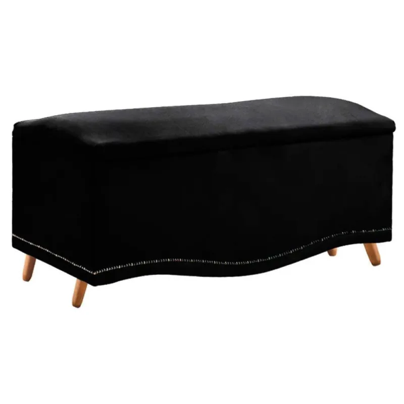 Calçadeira Sapateira Baú Holanda 140cm De Largura Sintético Facto Star Confort Black - Não Disponível - Móveis